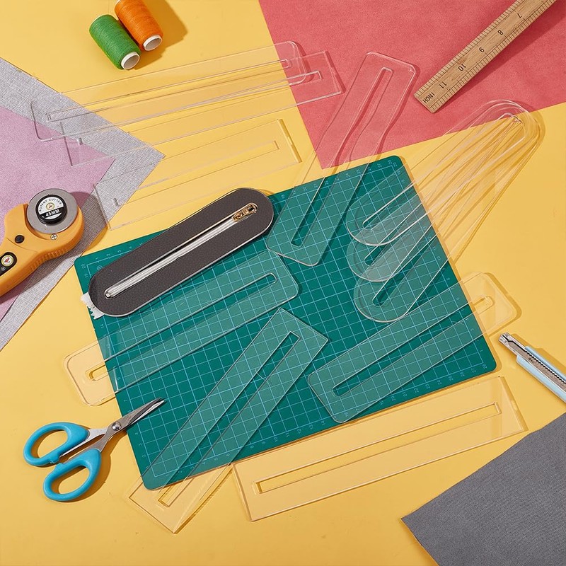 BENECREAT 12 Pieces 3 Styles Template for Acrylic Zipper Overlays,