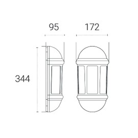 4lite Outdoor Half Wall Lantern (Black) IP65 Rated Exterior Wall Lamp - 4L2/3410-4Yr Guarantee