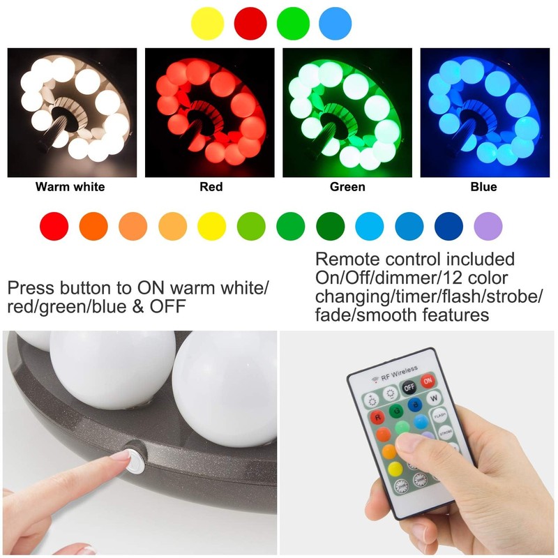 LUXSWAY Patio Umbrella Lights Battery Operated,12 Color Changing Outdoor Umbrella