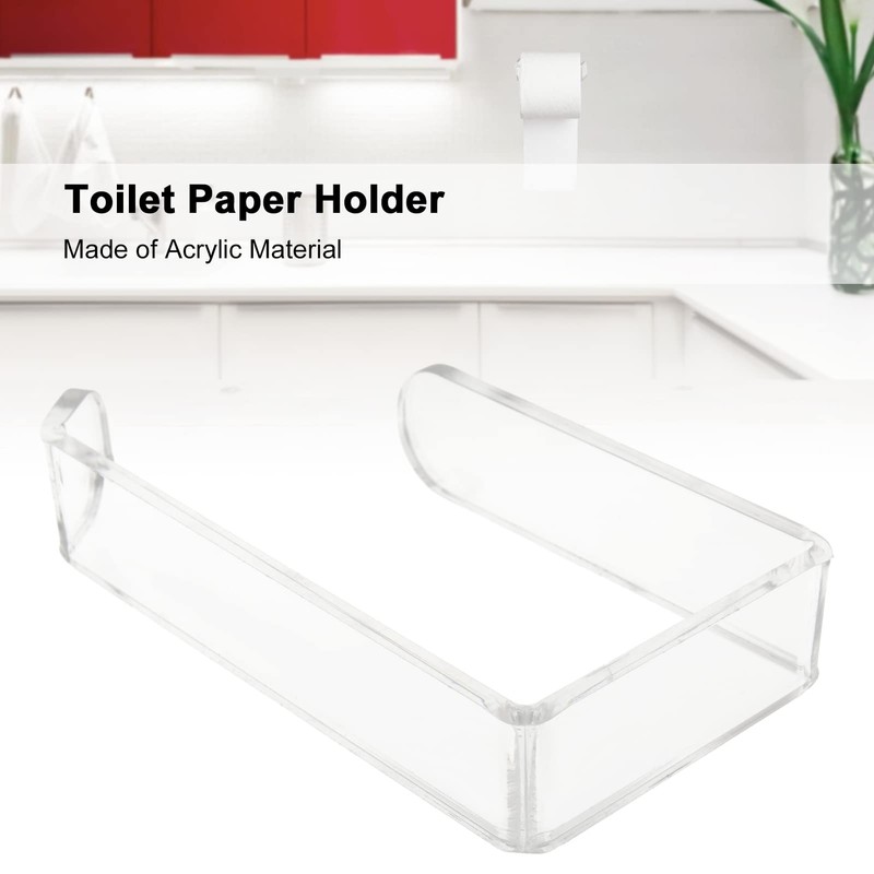 Toilet Roll Holder No Drilling Acrylic Transparent Wall Mount Toilet