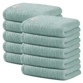 Wimist 10 Pack Baby Washcloths, Baby Muslin Washcloths, Wash Cloths for Baby, Baby Face Cloths, Suitable for Newborns, Children, 10 x 10 inches (Sage)