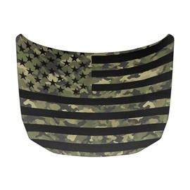 Qiyupavto Car Hood Cover, Green Camouflage American Flag Car Hood Protector Auto Hood Flag Waterproof Universal Auto Decorative Accessories for Sedans SUVs Trucks