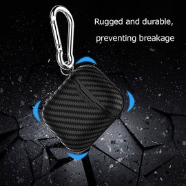 AKABEILA Case for Airpods Cover Carbon Fiber Texture for AirPods 2 2019 & AirPods 1 2016 Charging Cases Skin with Keychain Front LED Visible