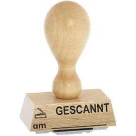 Kaufhaus2010 Office Stamp / Warehouse Text - GesCANNT - Beech Wood Stamp - Warehouse Text Stamp for Labelling Invoices and Other Documents 4 cm Long
