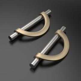 Amerdeco 6 Pack Brushed Satin Nickel and Gold Cabinet Pulls 3.75 Inch(96MM) Hole Centers Kitchen Cabinet Handles Cabinet Hardware Cupboard Handles Drawer Pulls