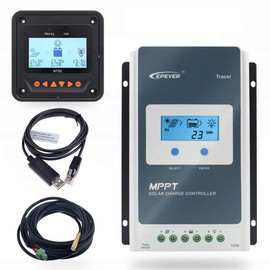 EPEVER 20A MPPT Solar Charge Controller 12/24V DC Tracer-an Series Charge Controller with MT52 Remote Meter &Temperature Sensor &RS485 Cable fit for Lithium, Sealed, AGM Battery Negative Grounded