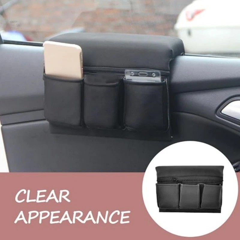 Unbranded Car Window Armrest Hanging Bag PU Leather Storage Pocket