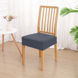 Smiry Waterproof Seat Covers for Dining Room Chairs Set of 2, Stretch Jacquard Removable Washable Chair Seat Slipcovers Protector, No Rear Covers, Grey