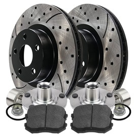 AutoShack Front Drilled and Slotted Brake Rotors Performance Ceramic Pads and Hub Bearing Assembly Kit Set Driver and Passenger Side Replacement for 2007-2010 Ford Edge 2007-2010 Lincoln MKX RHBBK0857