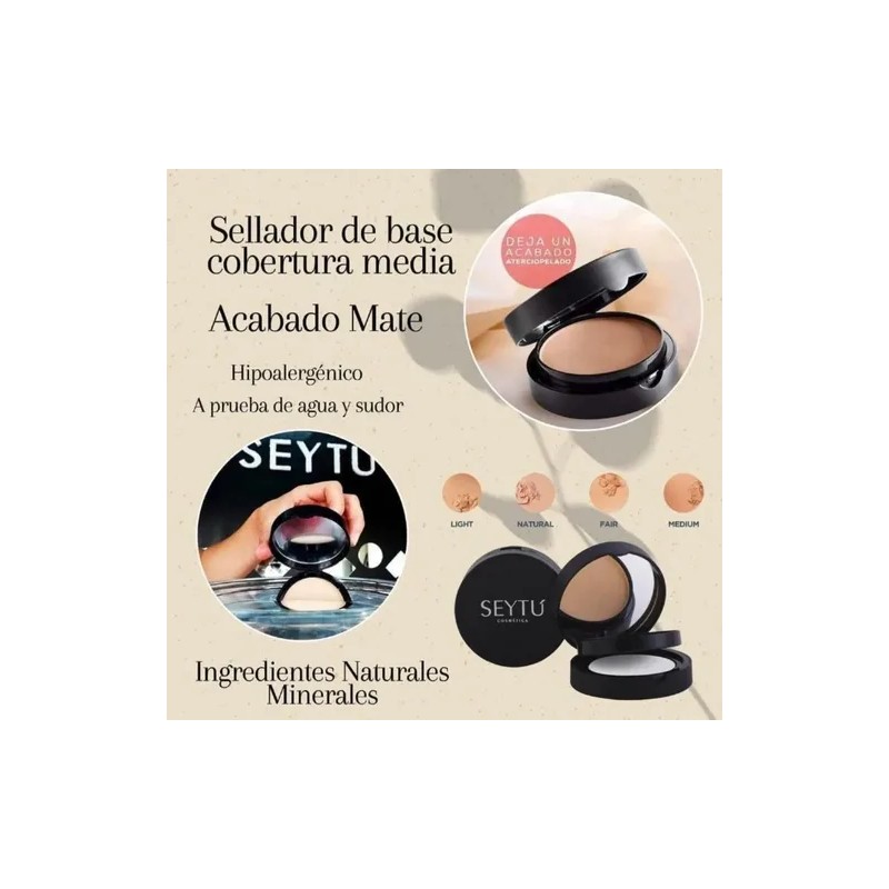 Polvo Compacto Seytú Maquillaje 2 En 1 Acabado Natural