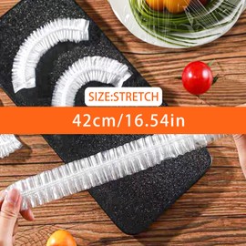 200 Pcs Plastic Shower Caps for Sourdough Bread, Plastic Bowl Covers, Elastic Food Storage Wrap Covers, Clear Stretch Film for Fruits and Leftovers (42cm)