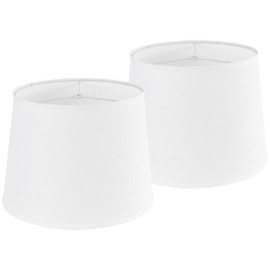 White Texture Lamp Shades Set of 2 Drum Lampshades Replacemnt for Table Lamps Floor Lamps-11"Top × 13" Bottom × 10" High(Spider),Required Assembly-Modern Table Lamps for Bedrooms-By GO&SO