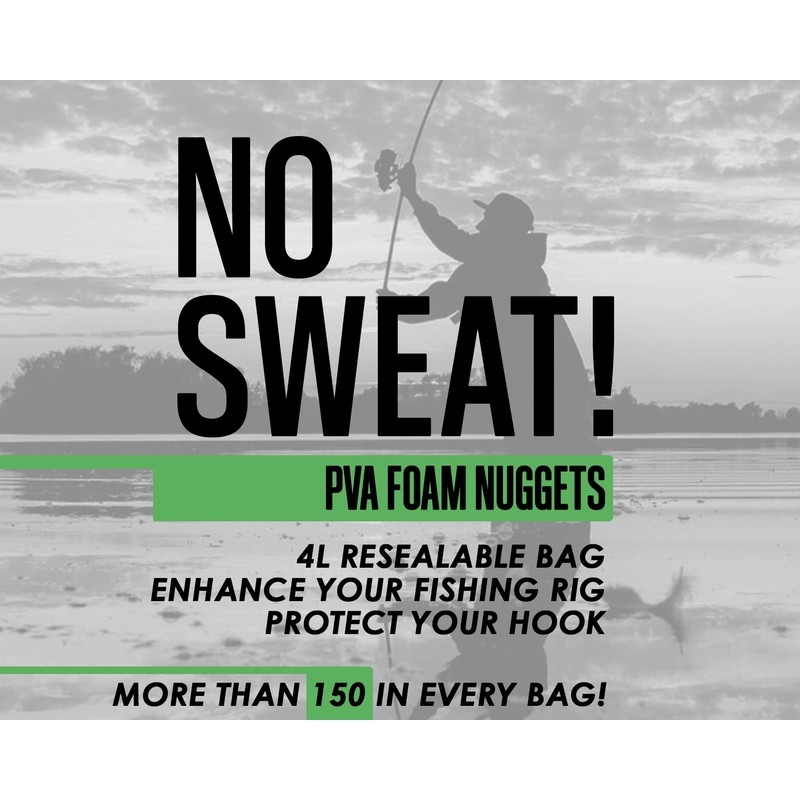 No Sweat PVA Foam Nuggets for Fishing Resealable Bag Over