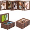 5-folding Hinged Picture Frames, 4x6 Inch High Definition Natural Wood