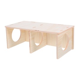 BUGUUYO Wooden Hamster Hideout House Multi Chamber Natural Solid Wood Hut for Small Animals Sturdy Construction Versatile Placement for Mice Rats and Hedgehogs