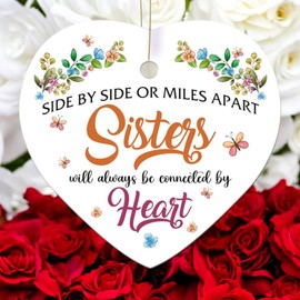 Sportyzen 2024 Christmas Ornament - Side by Side Sisters Ceramic Ornament - Sisterhood Cherished Sister Moments, Holiday Decor, for Sister, Bestie, Friends