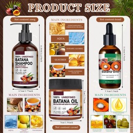 3 Stück Batana Haare, Bio Batana öl für Haarwachstum, 120ml Öl für Haare, 100g Batana öl Shampoo, 50ml Haaröl, Macht das Haar Gesünder, Glatter, Dicker und Voller