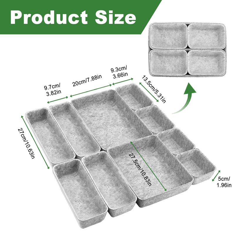 Veftsvy Drawer Organiser, Stackable Felt Storage Boxes - Versatile Organiser