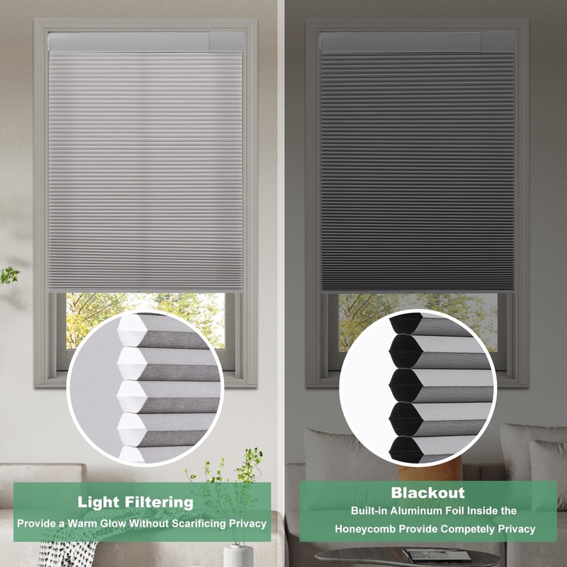 Tonature No Drill Cellular Shades for Indoor Windows, Thermal Insulating