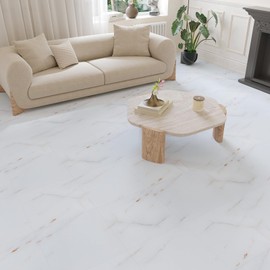 VEELIKE 4 Pack Pink and White Marble Peel and Stick Floor Tile Waterproof Peel and Stick Vinyl Floor Tiles 12''x12'' White Peel and Stick Laminate Flooring Adhesive Floor Covering for Kitchen Bathroom