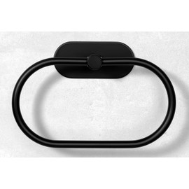Ambrosya - Towel Rail without Drilling - Bathroom Hook Holder Towel Hook Towel Ring Wall for Gluing (Stainless Steel (Black))