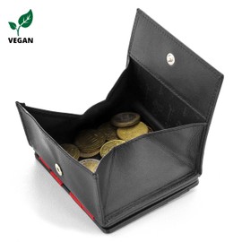 Jaimie Jacobs Flap Boy Vegan Magic Wallet with Coin Pocket, Credit Card Slots, RFID Protection, Black with Red, Modern