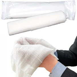 Premium Hot Towels, Set of 10, Extra Large, Thick, Size 13.8 x 11.6 inches (350 x 295 mm), Disposable, Round Shape, High Quality Texture, Hot Towels, Can Be Warmed, Cooled, Individually Packaged, Made