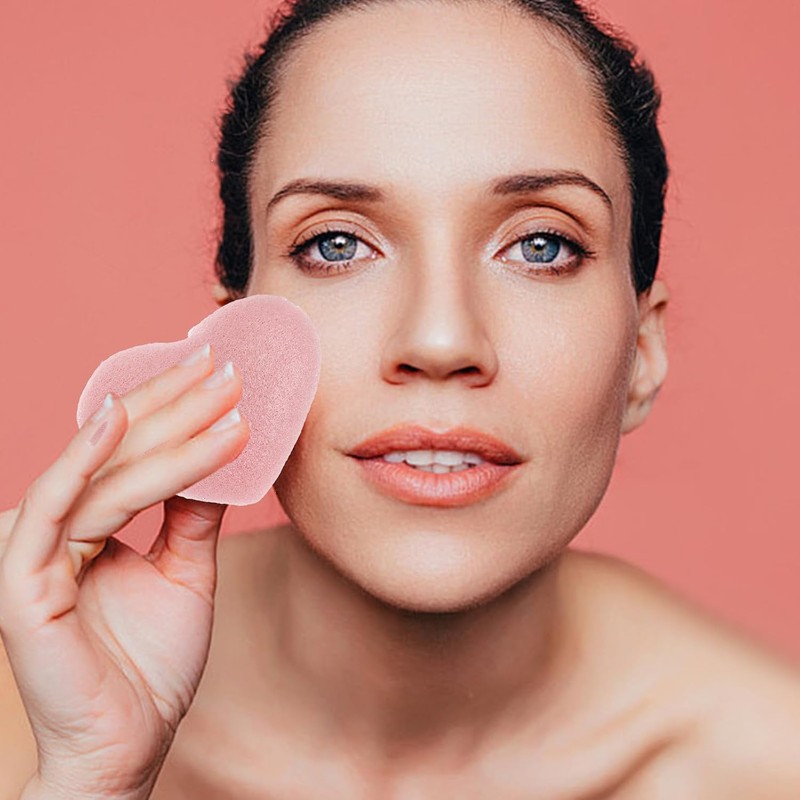 Esponja Facial de Corazón para Limpieza Profunda Exfoliante, 3 Piezas
