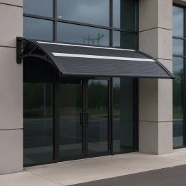 Commercial Door Canopy Black PC 47.2x29.5 Waterproof Contemporary DesignColor: Black1