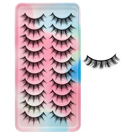10 Pairs False Eyelashes, Top Eyelashes, Natural, Black, Natural Core, Soft Core, Ultra Lightweight, Soft, Handmade, False Eyelashes, Bunch Eyelashes, Reusable, Ultra Thick, For Recitals, Stage, Thin