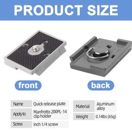 GXGM Quick Release Plate for Manfrotto, Quick Release Plate with 1/4 Inch to 3/8 Inch Screw Compatible with Manfrotto 200PL (Grey) Pack of 2