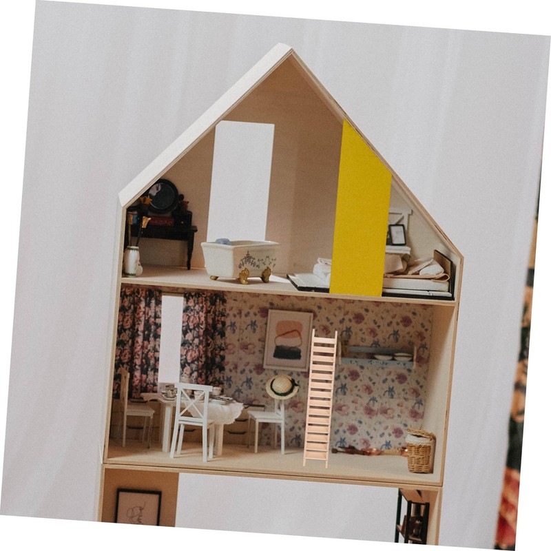 ORFOFE Miniature Ladder Wooden Tiny Ladder 1/12 Scale Mini House