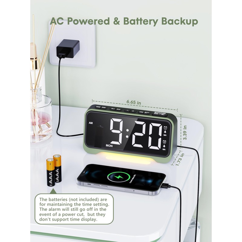 ROCAM Loud Alarm Clock for Heavy Sleepers with Bed Shaker,