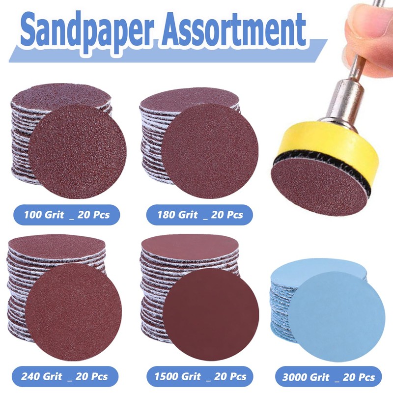Mesee 100 Pieces 1 Inch Sanding Discs, 25mm Hook &