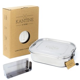 Kantine 51° Nord® Classic XL Lunch Box, Leak-Proof, 1400 ml, Stainless Steel with 2 Compartments with Flexible Divider