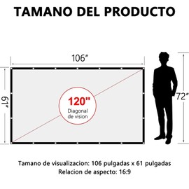 TPOUIDD Visualización de Proyector de 120 Pulgadas, 16:9 HD Pantalla de Proyector Portátil, Antiarrugas y Plegable，Adecuada para Exteriores, Interiores, Campamentos y Cine en Casa (120 Pulgadas)