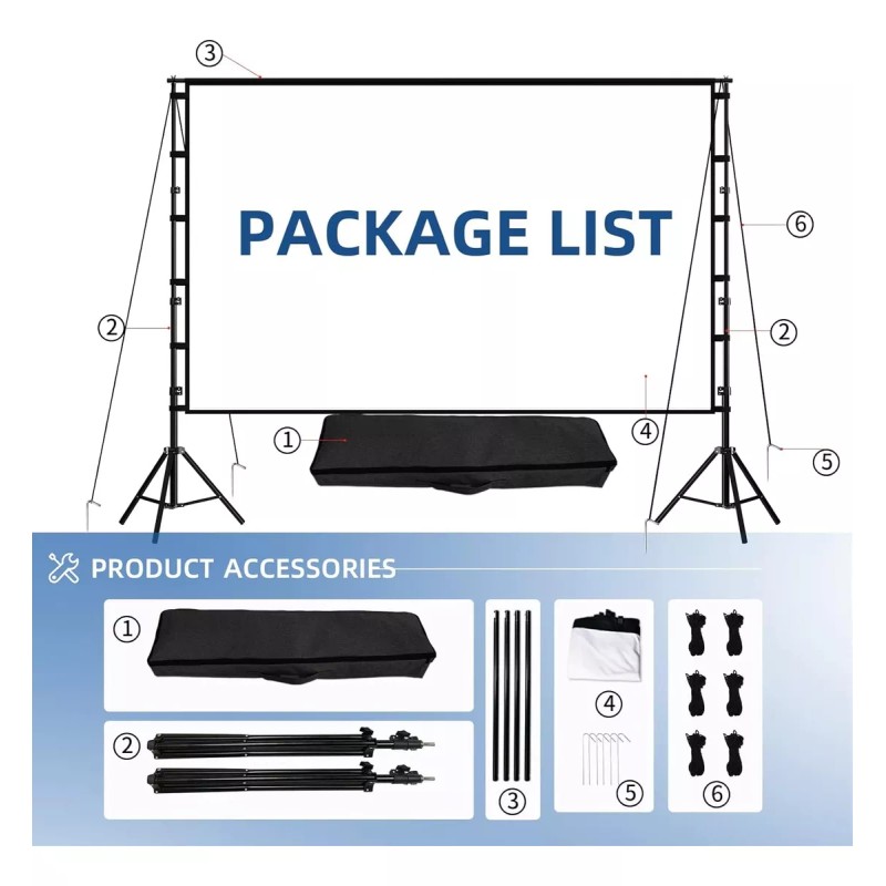 YADILALA Pedestal Pantalla Proyector De Enrollable 120 Hd Con Soporte