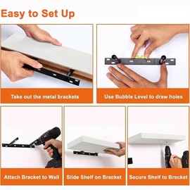 Fixwal Estantes flotantes para pared, estantes de madera de 15.7 pulgadas para sala de estar, dormitorio, bao y cocina, para almacenamiento, libros,  