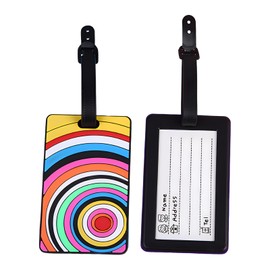 2 PCS Luggage Tags, Baggage Tags Suitcase ID Labels Business Card Holder, Travel Luggage Tag with Name ID Card (Rainbow)