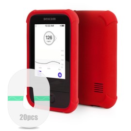 YOUSHARES Silicone Case for G6 Receiver - Soft Receiver Case with 20 Packs Transparent Adhesive Patches, Anti-Drop Scratches Protective Case Perfect Protection of Device (Red)