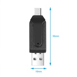 Micro USB2.0 Card Reader 2 in 1OTG Adapter Micro Portable Memory Card Reader for SD, Micro SD, SDXC, SDHC, Micro SDHC, Micro SDXC(Green)