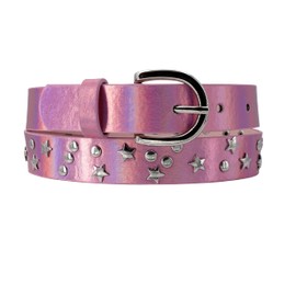 EANAGO vegan belt >ROCKSTAR< for children - modern belt with cool rivets - for girls from approx. 6-15 years - girl´s belt (pink)