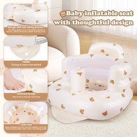 Portable Inflatable Baby Seat with Built-in Air Pump, Baby Seat with Back and Neck Support, Inflatable Baby Chair for Travel/Feeding/Camping/Learning Sitting, Baby Sofa for Toddlers from 3-36 Months