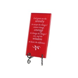 Lifeforce Glass The Serenity Prayer Inspirational Glass Plaque. Encouraging and Centering Words to Empower. Includes a Folding Easel Red.