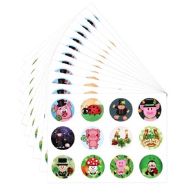 Clabby 144 Lucky Charm Stickers Good Luck Gift Stickers Clover Ladybird Sticker Gift Labels Lucky Clover Lucky Pig Sticker 4 cm for Family Friends New Year's Eve Decoration