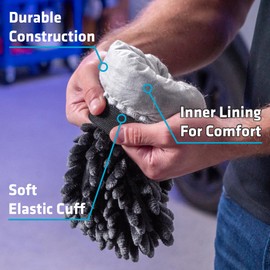 VIKING Car Wash Mitt, Microfiber for Car Cleaning, Premium Chenille, Black, 10 inch x 8 inch, 2 Pack