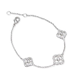 Gift from New York Women's Bracelet, Platinum, Processed, Pink, Flower, 925 Silver, Hypoallergenic, For Women, Platinum Silver Metal Nickel