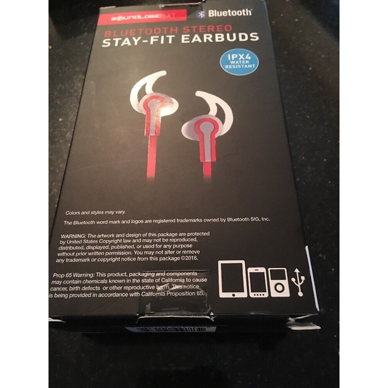 SOUNDLOGIC XT BLUETOOTH STEREO STAY-FIT EARBUDS WITH MIC GRAY/RED RC