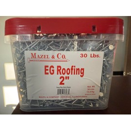 Mazel & Co - 2" EG Roofing Nails - Electro-Galvanized 30 lbs. Bucket Of Smooth Shank Nails