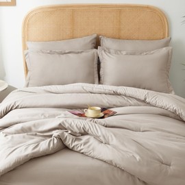 HIMEET Queen Comforter Set(88"x88"),All-Season Comfort Set 7-Piece Soft Luxury Bedding,Beige Comforter Set Queen with Comforter, Sheets, Pillowcases & Shams,Cream